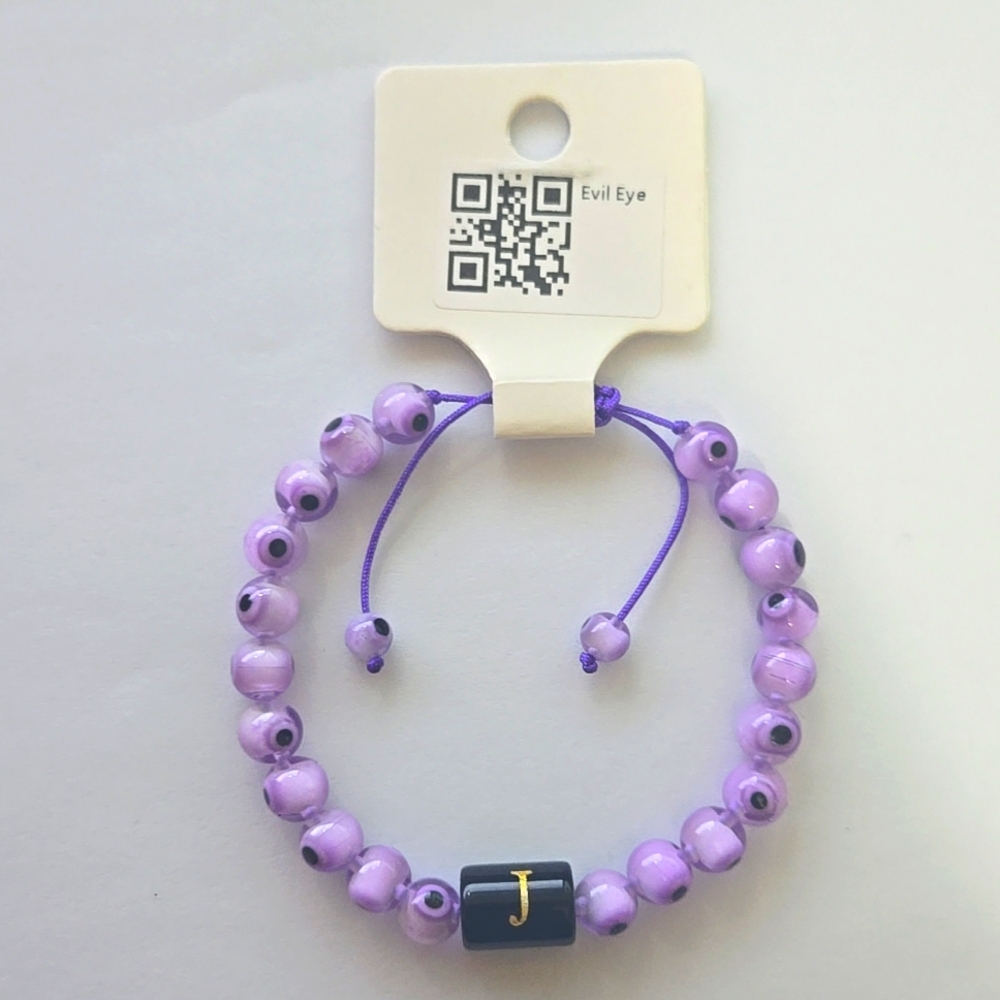 Evil Eye Gem Stone Bracelet Letter J